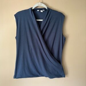 Women’s Nine West Surplice Wrap Top Navy Blue Size Large